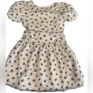 Janie and Jack size 12 floral gift mesh dress Almond Buff Floral Dot Party euc